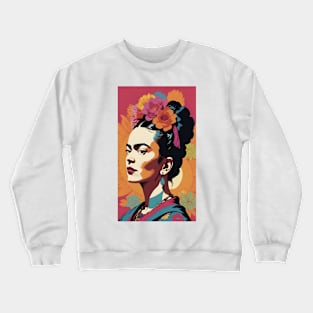 Frida's Rainbow Reverie: Colorful Portrait Crewneck Sweatshirt